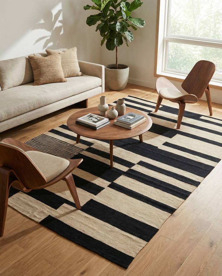 Detail image of 5' 7 x 7' 7 Hand Woven Kilim Modern Wool Rug