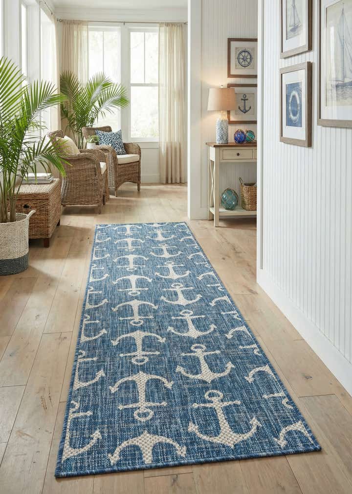 2' x 6' Easy-Clean Coastal Indoor / Outdoor Runner Rug