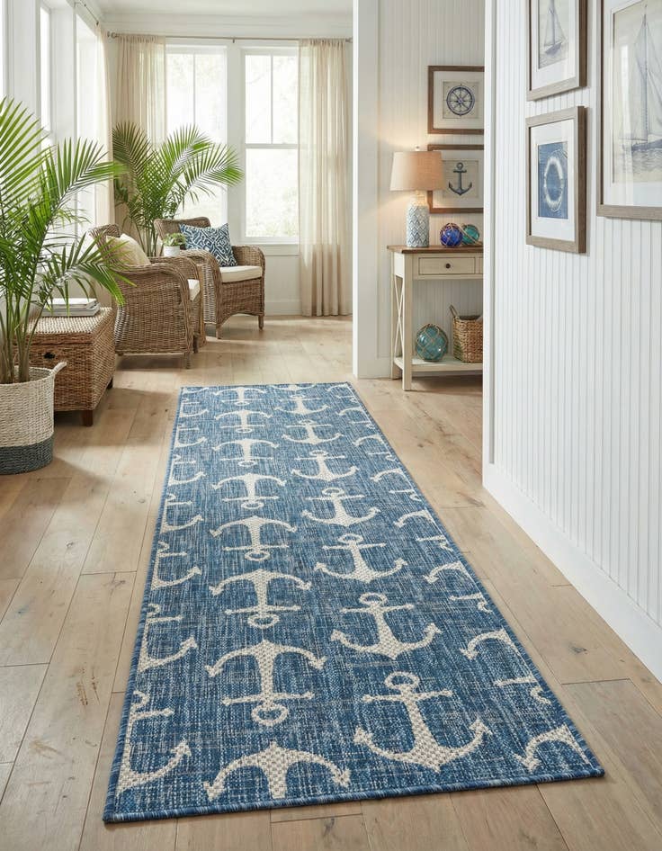 Detail image of 2' x 6'  Washable Coastal Indoor / Outdoor Runner Rug