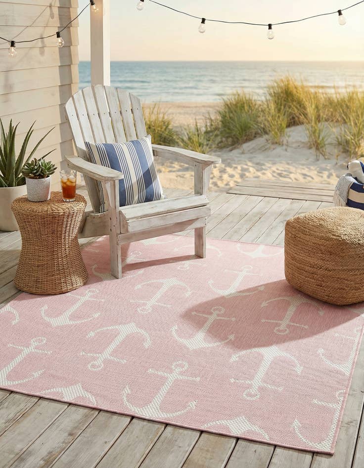 Detail image of  5' 3 x 5' 3  Washable Coastal Indoor / Outdoor Square Rug