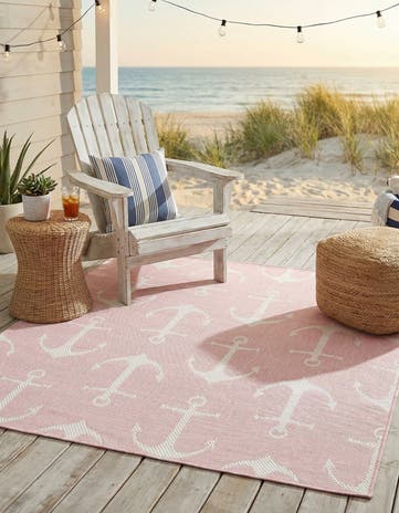 5' 3 x 5' 3 Easy-Clean Coastal Indoor / Outdoor Square Rug