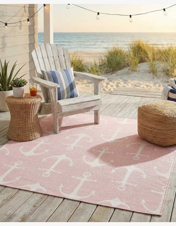 5' 3 x 5' 3 Easy-Clean Coastal Indoor / Outdoor Square Rug