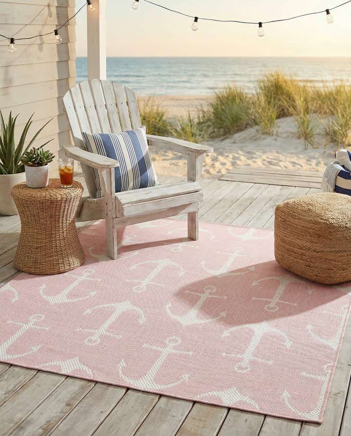 5' 3 x 5' 3 Easy-Clean Coastal Indoor / Outdoor Square Rug