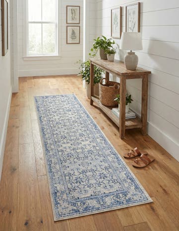 Ivory Blue Vista Runner Rug