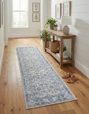 Ivory Blue Vista Runner Rug