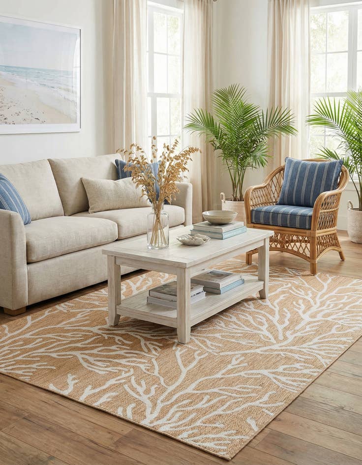 Detail image of  6' x 9'  Washable Coastal Indoor / Outdoor Rug