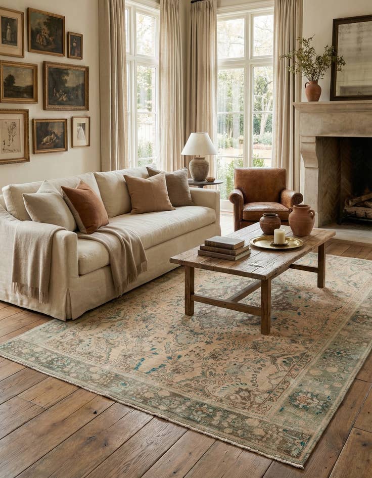 Detail image of 6' 2 x 9' 4 Hand Knotted Ultra Vintage Persian Wool Rug