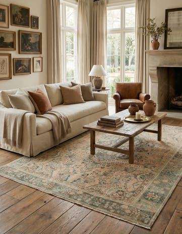 6' 2 x 9' 4 Hand Knotted Ultra Vintage Persian Wool Rug