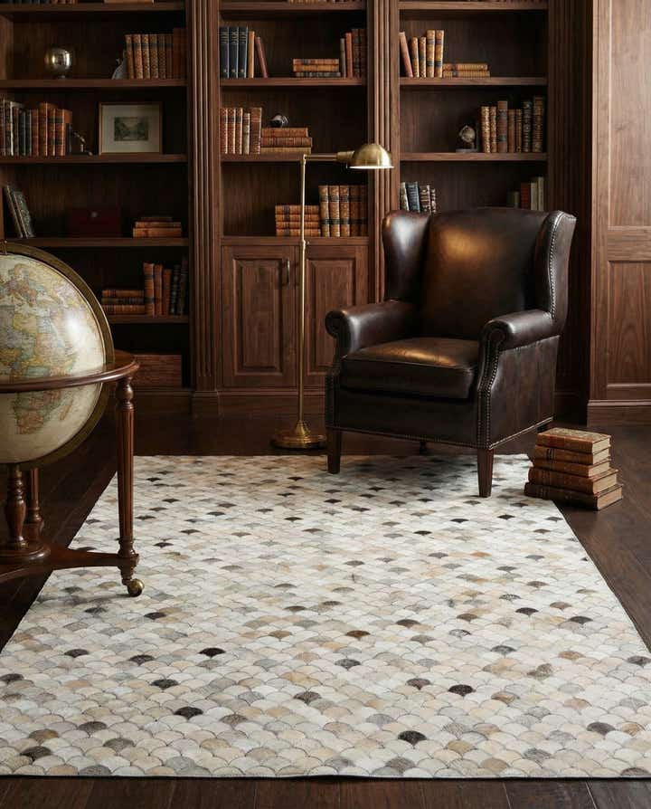 5' 2 x 8' 1 Cowhide Leather Rug