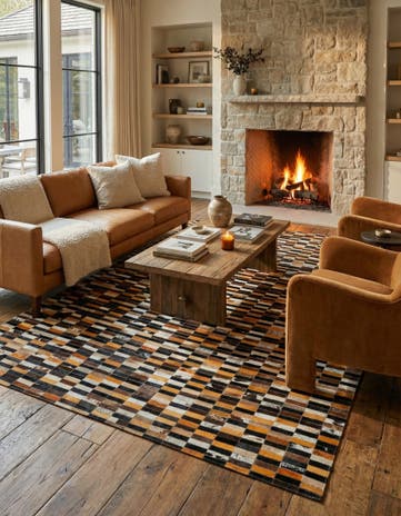 5' 2 x 8' 1 Cowhide - Patchwork Rug