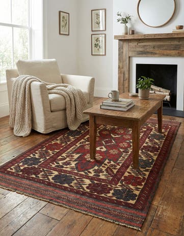 3' 8 x 6' 1 Hand Knotted Sumak Wool Rug