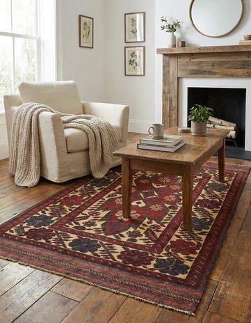 3' 8 x 6' 1 Hand Knotted Sumak Wool Rug