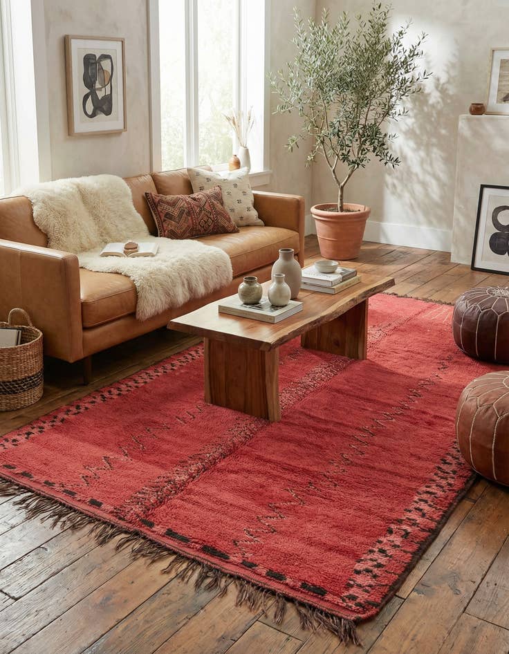 Detail image of 5' 9 x 12' 3  Hand Knotted Moroccan Wool Runner Rug