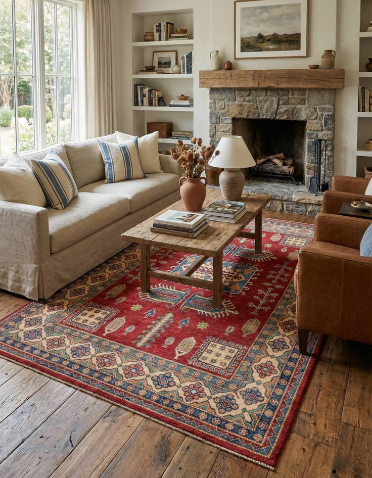 Detail image of 6' 8 x 9' 9  Hand Knotted Kazak Rug