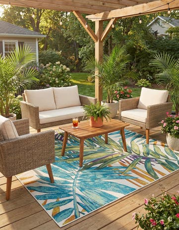 6' x 9' Easy-Clean Botanical Indoor / Outdoor Rug