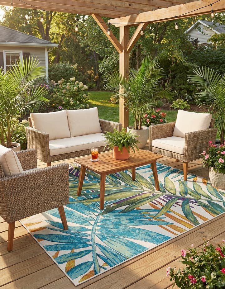 6' x 9' Easy-Clean Botanical Indoor / Outd...