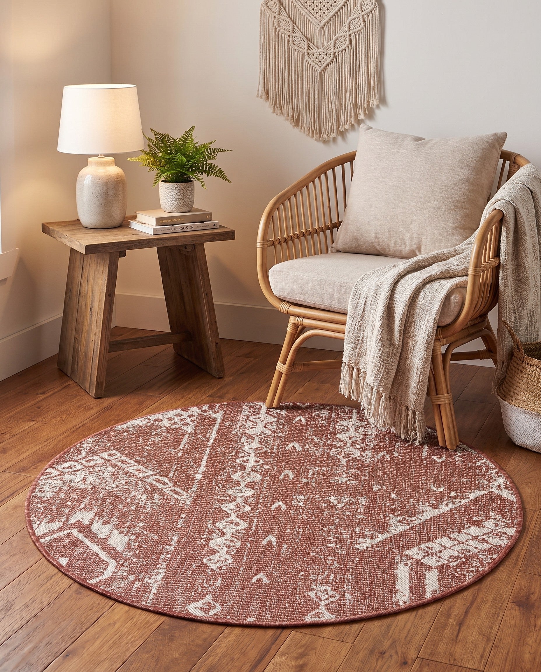 4' x 4' Easy-Clean Bohemian Indoor / Outdoor Round Rug