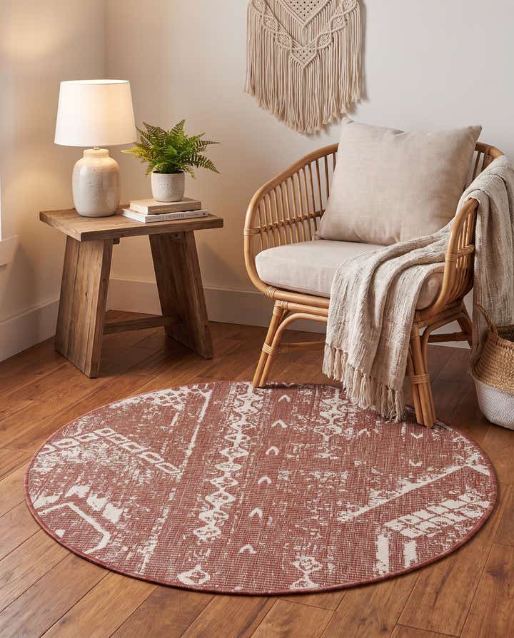 4' x 4' Easy-Clean Bohemian Indoor / Outdoor Round Rug