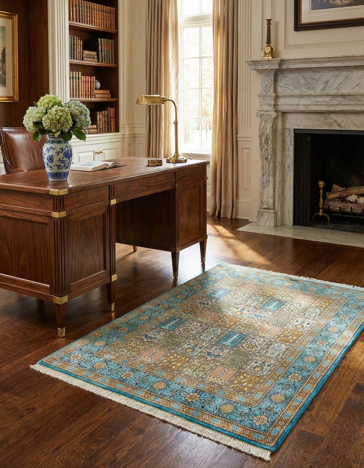 Detail image of  2' 7 x 3' 8 Ghom Silk Rug