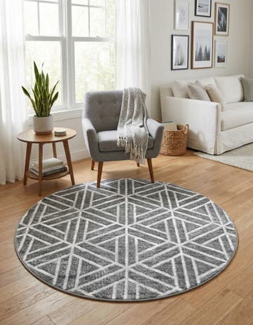 5' x 5' Lattice Trellis Round Rug