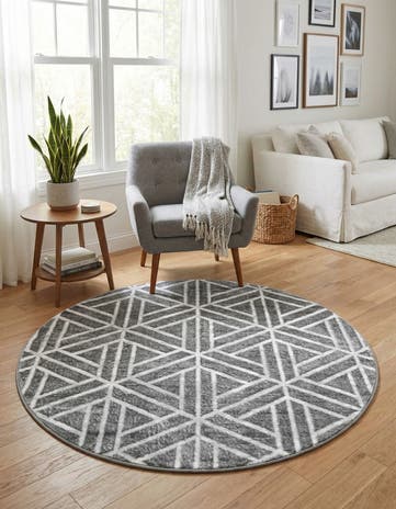 5' x 5' Lattice Trellis Round Rug