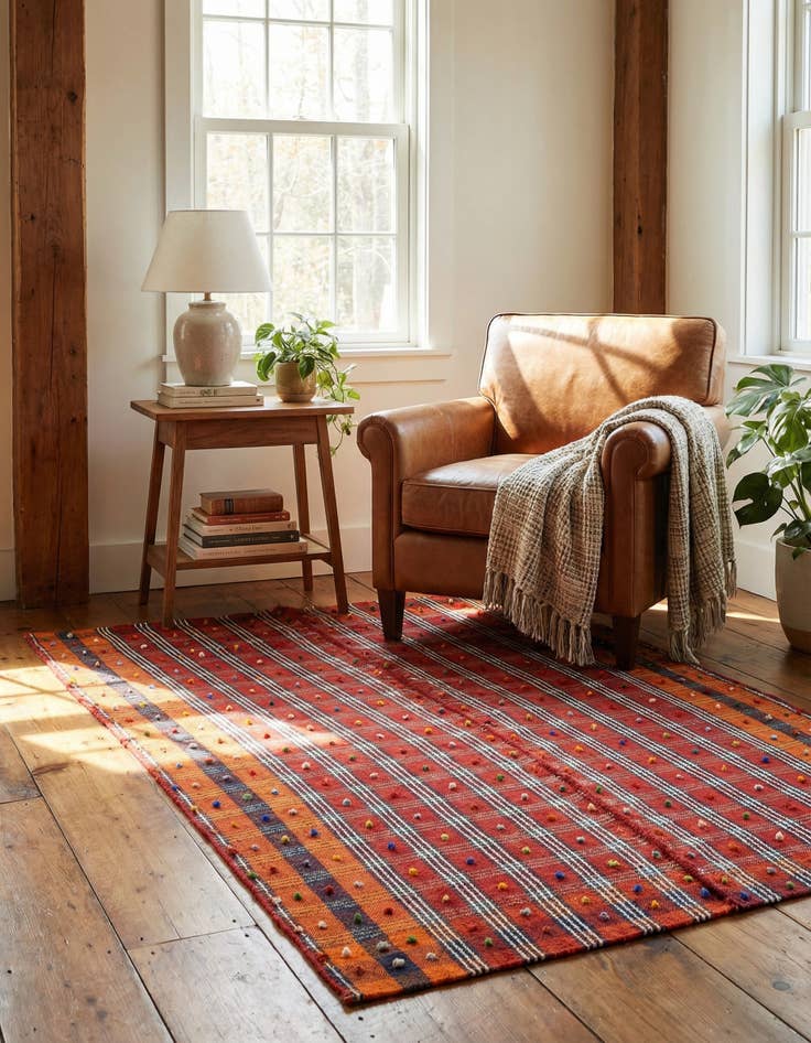 Detail image of 4' 9 x 7' 3 Jajim Wool Rug