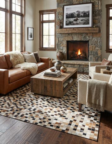 5' x 8' Cowhide Leather Rug