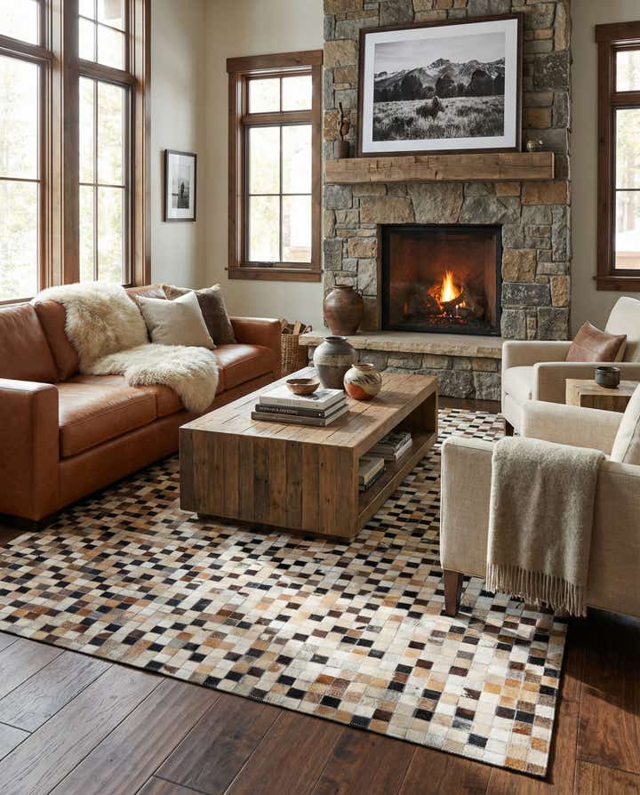 5' x 8' Cowhide Leather Rug