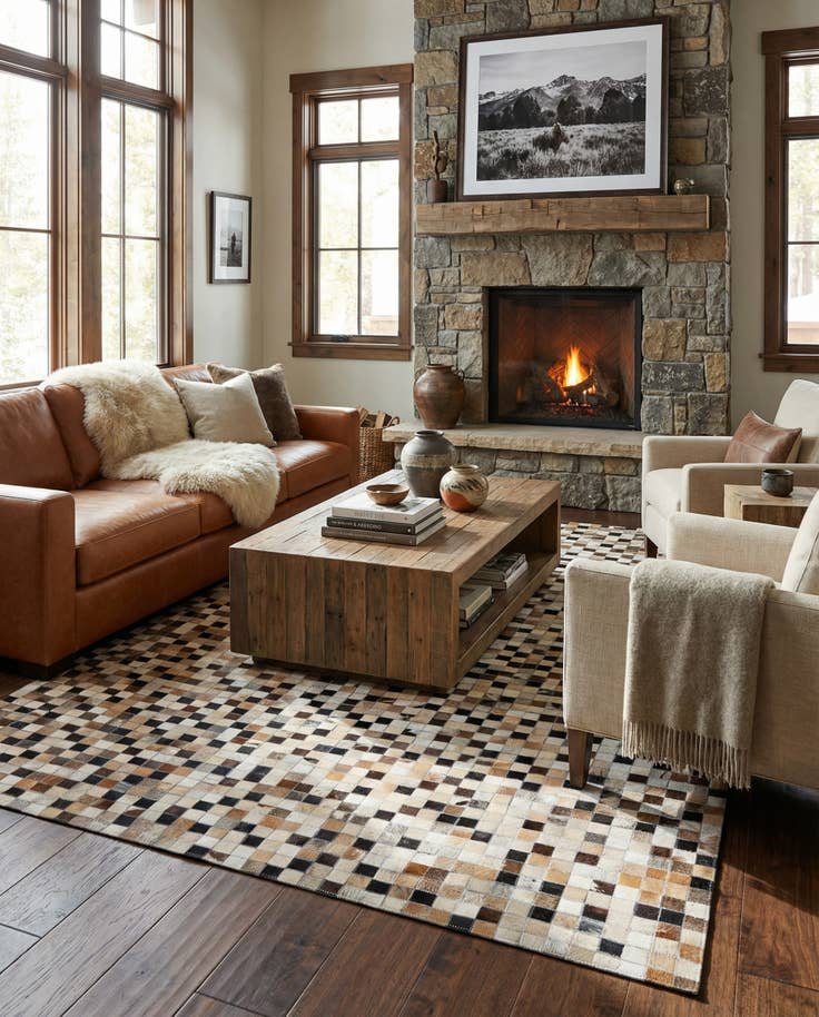 Detail image of 5' x 8' Cowhide Leather Rug