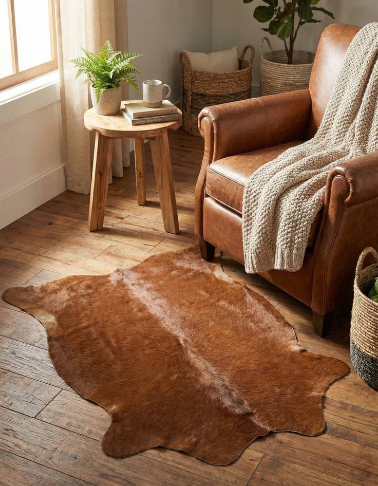 Detail image of 1' 8 x 2' 7 Cowhide Leather Rug