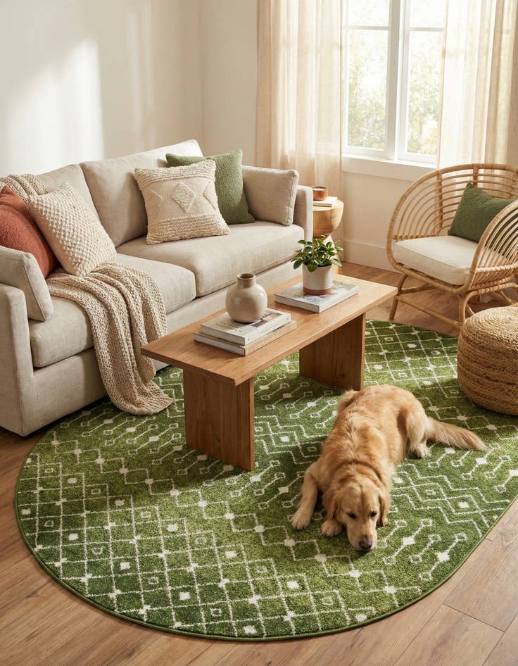 Detail image of  7' 10 x 10' Moroccan Trellis Oval Rug