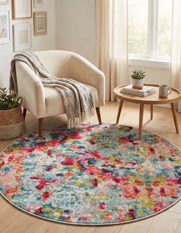 Washable Theia Round Rug