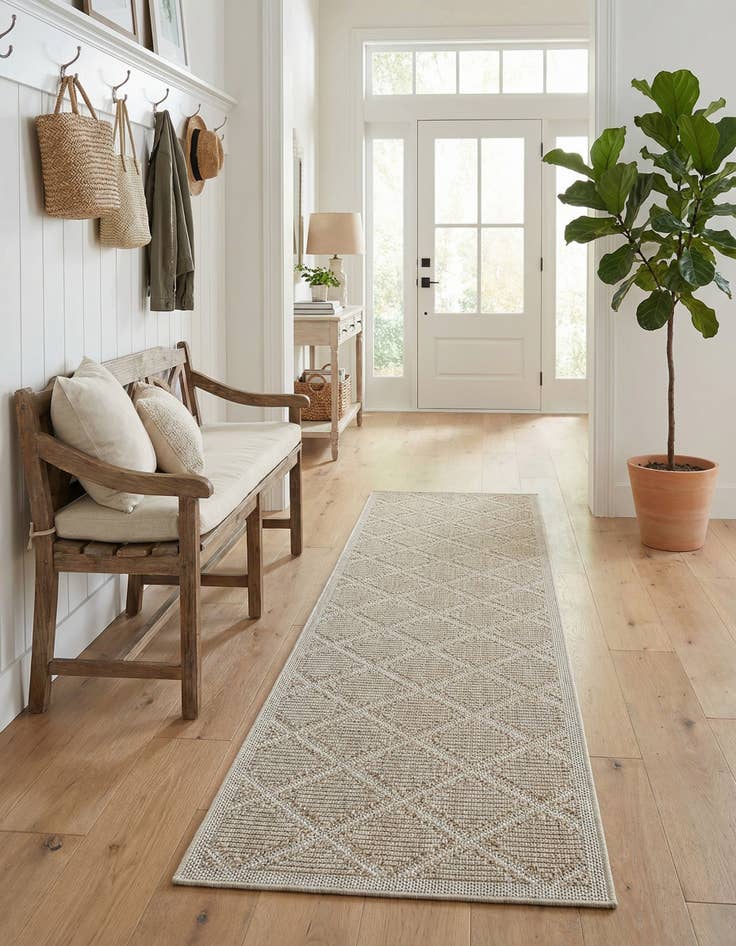 Detail image of  2' 7 x 12'  Washable Lattice Indoor / Outdoor Runner Rug