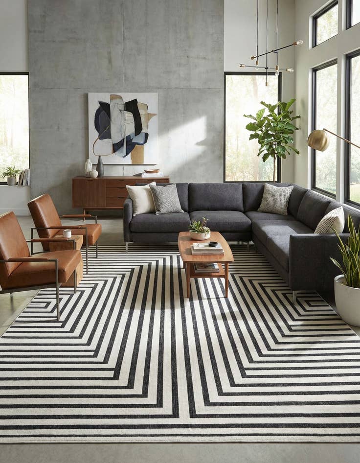 Detail image of 12' x 12'  Washable Modern Indoor / Outdoor Square Rug