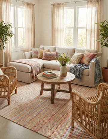 9' x 12' Hand Woven Happy Rugs Rainbow Weave