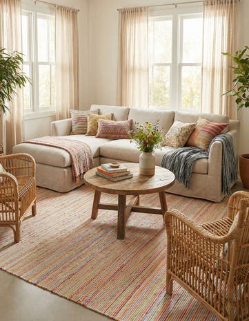 9' x 12' Hand Woven Happy Rugs Rainbow Weave