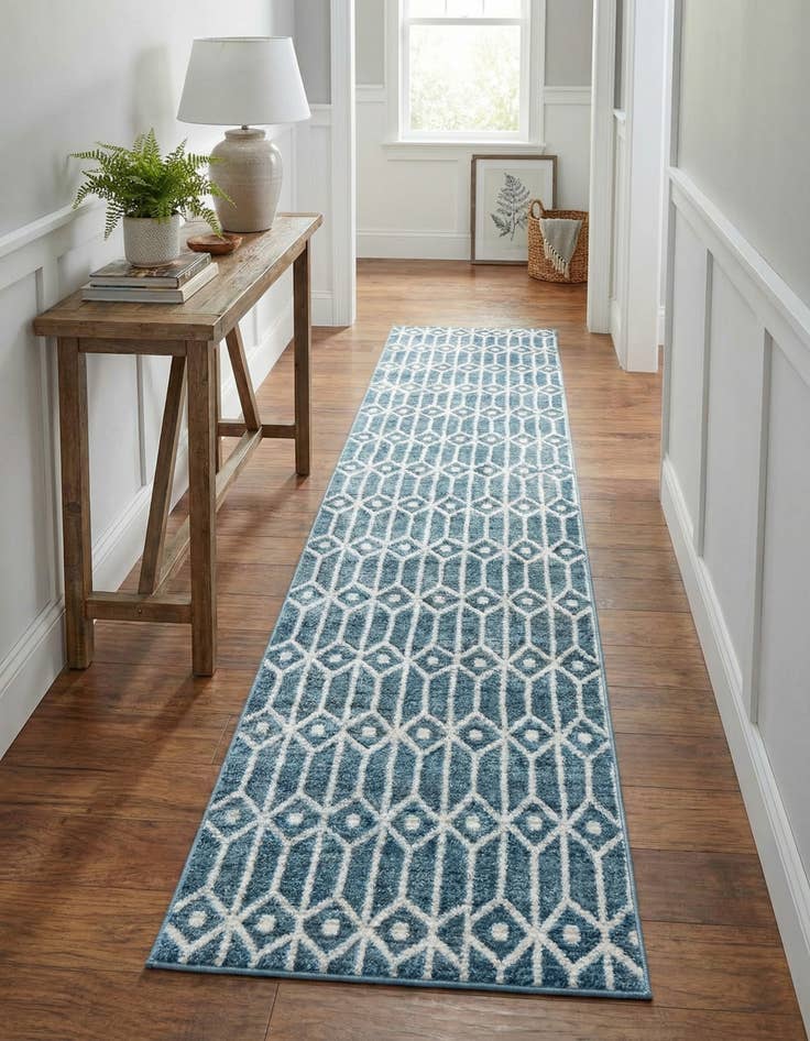 Detail image of  2' 7 x 16' 5 Lattice Trellis Runner Rug