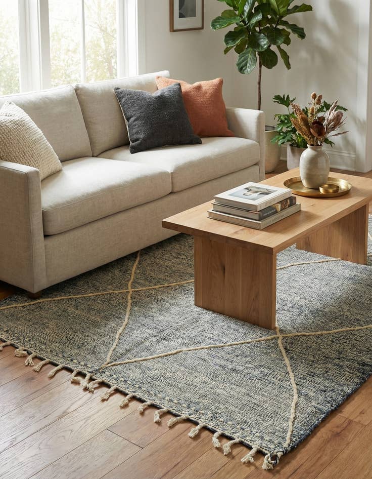 Detail image of  6' 2 x 9' 2  Hand Knotted Moroccan Wool Rug