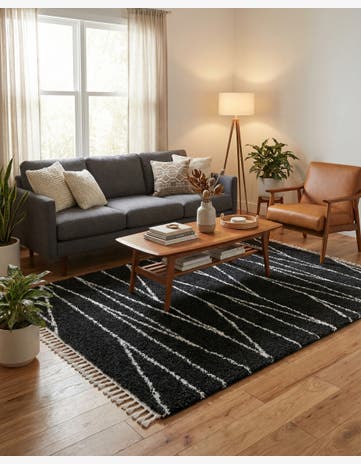 Black and White Serenity Shag Rug