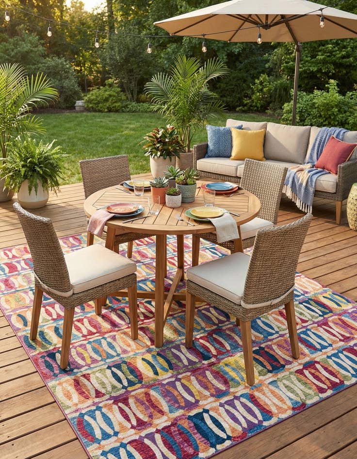 Detail image of 9' x 12'  Washable Modern Indoor / Outdoor Rug