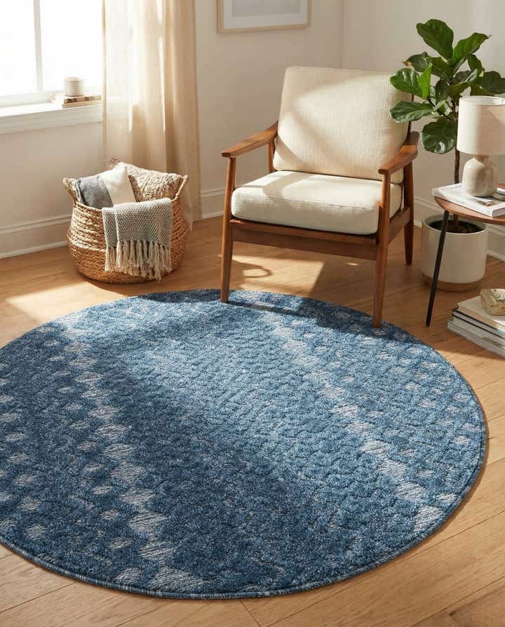 4' x 4' Easy-Clean Trellis Textured Indoor / Outdoor Round Rug