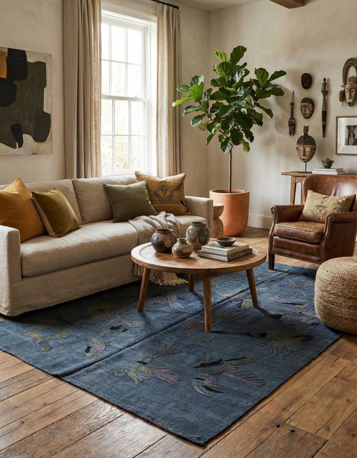 Detail image of 4' 1 x 5' 8  Hand Woven Kilim Suzani Wool Rug