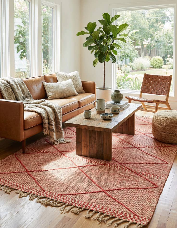 Detail image of 6' 2 x 9' 9 Hand Knotted Moroccan Wool Rug