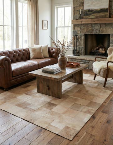 5' 1 x 8' Cowhide Leather Rug