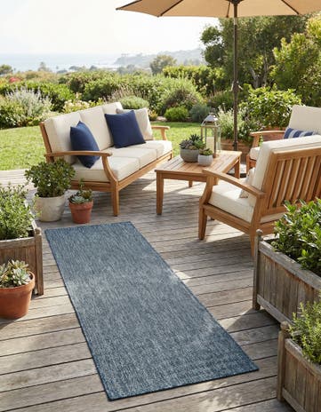 2' 7 x 10' Easy-Clean Solid Indoor / Outdoor Runner Rug