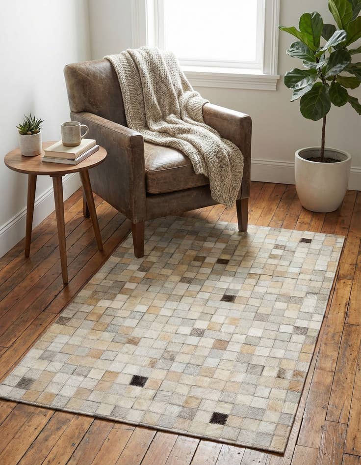 Detail image of 2' x 3' Cowhide Leather Rug