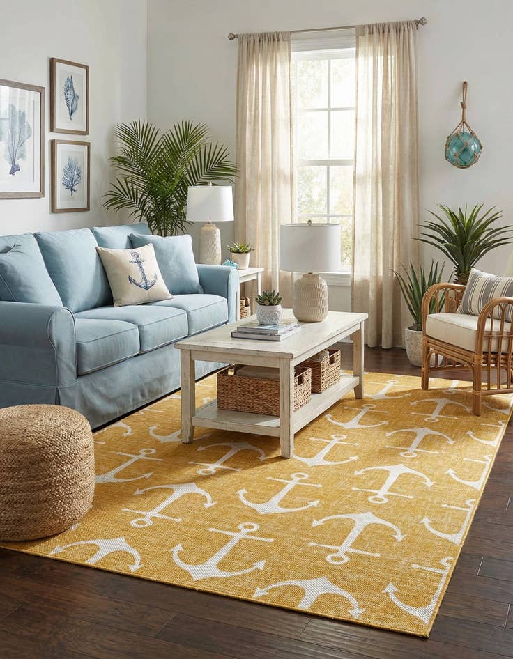 Detail image of 6' x 9'  Washable Coastal Indoor / Outdoor Rug