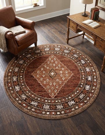 Terracotta Rust Red Grand Tradition Round Rug