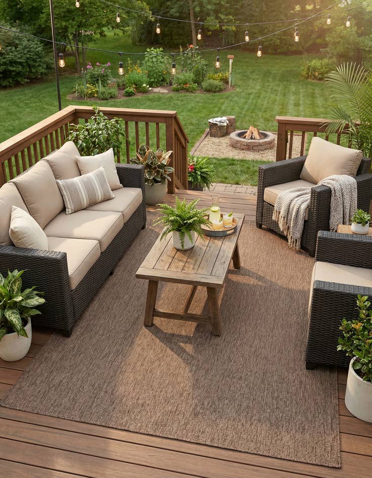 Detail image of 9' x 12'  Washable Solid Indoor / Outdoor Rug