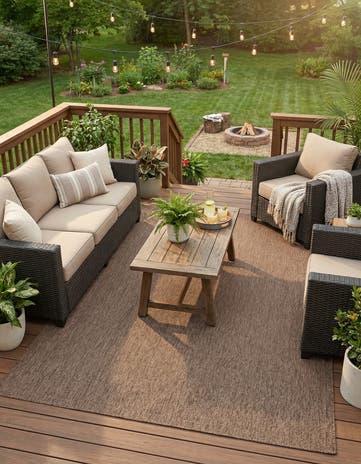 9' x 12' Easy-Clean Solid Indoor / Outdoor Rug